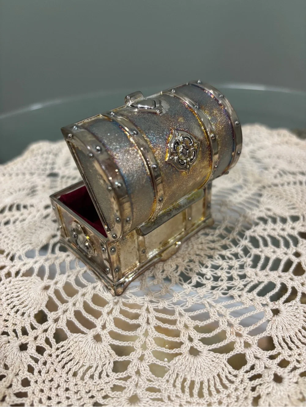 Silver-Plated Iridescent Treasure Jewelry Box